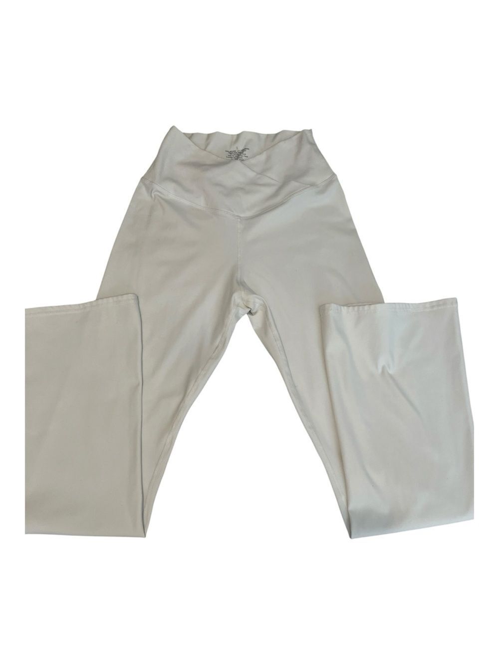 Sunzel Size Small White High Crossover Waist Flare Leggings EUC Like New